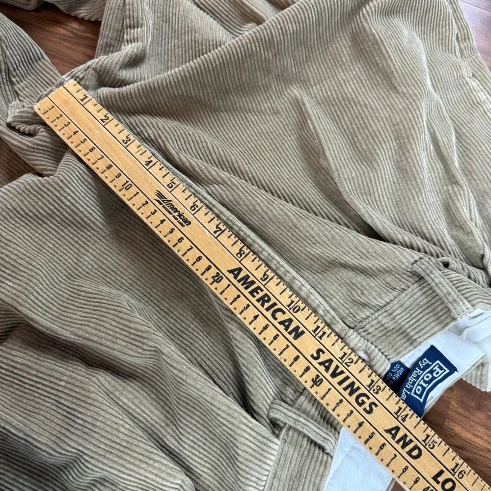 Polo Ralph Lauren Andrew Pant Baggy Wide Leg Corduroy Tan Khaki 40x32 Mens